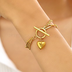 Многослойные браслеты из нержавеющей стали 304 с панцирными цепочками и скрепками&nbsp;FS-WG8A90B-01