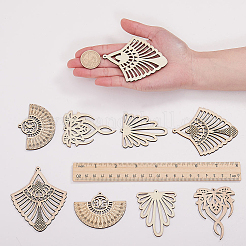 Gros pendentifs en bois non teint&nbsp;WOOD-SC0001-07