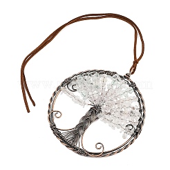 Подвесные украшения из латуни и натурального кварцевого кристалла&nbsp;HJEW-Z007-05R-10