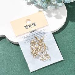 シェグレース 真鍮 パヴェ キュービックジルコニア オーバルコネクターチャーム  カドミウムフリー＆ニッケルフリー＆鉛フリー  長持ちメッキ  18KGP本金メッキ  透明  11.5x4.5x4mm  穴：1mmと1.2mm&nbsp;XGRQ2O331-437A-G