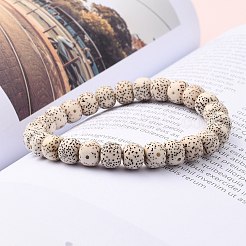 無染色&天然の月と星xingyue bodhiビーズジュエリーセット  ストレッチブレスレットとぶら下がりイヤリングスタッド  真鍮パーツ  ココナッツブラウン  2-1/4インチ（5.7cm）  78mm  ピン：0.8mm&nbsp;SJEW-JS01128