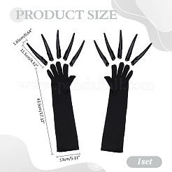 Длинные перчатки из полиэстера и наборы накладных ногтей из ацетата целлюлозы AJEW-WH0695-006