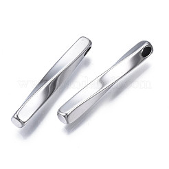 変色しない201ステンレススチールペンダント  ツイスト  ステンレス鋼色  40.5x6x6mm  穴：3x4mm&nbsp;STAS-S080-061P