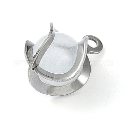 304ステンレススチール製キャットアイペンダント  ステンレス鋼色  11x8x8mm  穴：1.2mm&nbsp;STAS-Q320-01A-P