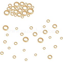 304ステンレススチールスペーサービーズ  ロンデル  混合サイズ  ビーズコンテナ付  ゴールドカラー  6.8x5.2x1.1cm  約100個/箱&nbsp;STAS-UN0001-81G