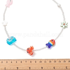 Sommerliche Strand-Halsketten aus handgefertigten Glasperlen: Fische&nbsp;NJEW-TA00248