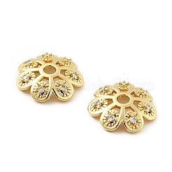 Tappi di perline in zirconia cubica trasparente micro pavé in ottone&nbsp;KK-G425-05C-G