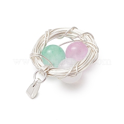 Подвески в виде птичьего гнезда из окрашенной натуральной селенитовой медной проволоки&nbsp;PALLOY-TA00228-01