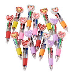 15 penna a sfera multicolore a forma di cuore in plastica da 5 colori&nbsp;AJEW-TA0005-79