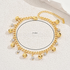 Браслеты на ногу с кисточками из латунного кристалла и стразами в форме круглого колокольчика для женщин KC2623