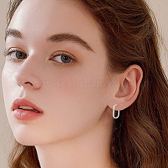 2 пара 2 цветов 925 овальных серег-колец из стерлингового серебра&nbsp;EJEW-BBC0001-75