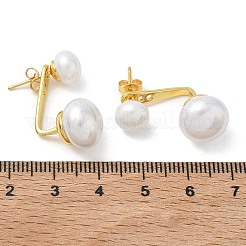 丸型真鍮スタッドピアス  アブソリュートプラスチック模造パール  カドミウムフリー＆鉛フリー  ラックめっき  長持ちメッキ  ゴールドカラー  22x11.5mm&nbsp;EJEW-C185-02G