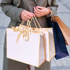 Прямоугольные бумажные подарочные пакеты ABAG-WH0038-67B