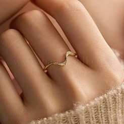 Кольца для пальцев из стерлингового серебра в форме волны с микропаве из прозрачных кубических цирконий&nbsp;FS-WG6021D-07