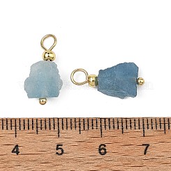 未加工の天然アクアマリンペンダント  304ステンレススチールループ付きナゲットチャーム  ゴールドカラー  15.5~19x7.5~9x6.5~8mm  穴：3mm&nbsp;PALLOY-JF05873