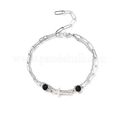 2 шт. 2 стиля браслетов из нержавеющей стали 304 с цепочкой и скрепками BJEW-JB12331