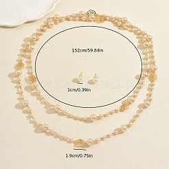 Комплекты из круглых железных серег-гвоздиков и двухслойных ожерелий Rosr для женщин&nbsp;FN3317-1