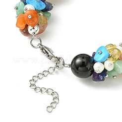 Браслет из натурального черного оникса круглой формы BJEW-JB09631-01