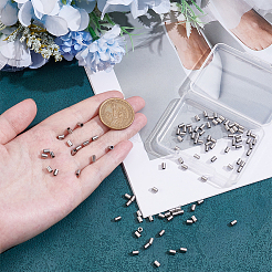 304ステンレススチールチューブビーズ100個  チューブ  ステンレス鋼色  4x3mm  穴：2mm&nbsp;STAS-UN0063-82A-P