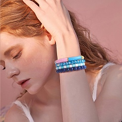 8 шт. 6 стильных браслета из синтетической имперской яшмы и стеклянных бусин стрейч&nbsp;BJEW-SW00086-04