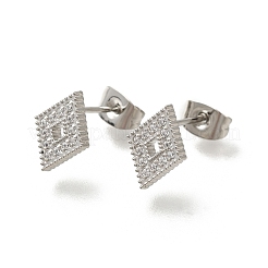 Ohrstecker aus 304 Edelstahl mit Mikropavé und klaren Zirkonia&nbsp;EJEW-H018-03P-02