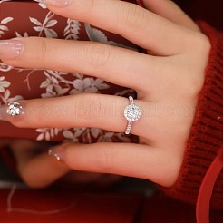 Anillos de plata de ley chapados en rodio con pavé de circonita cúbica de 925 mm para mujer&nbsp;WG1E35D-20