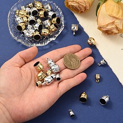120個、4種類のスタイル、UVメッキ、ABSプラスチックコードエンド  エンドキャップ  アーチ  プラチナ·ゴールデン  12.5~17.5x8~12.5mm  穴：1.8~2mm  内径：6~10mm  30個/スタイル&nbsp;CCB-YW0001-83