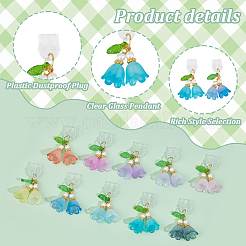 プラスチック携帯防塵プラグ  アクリルフラワーペンダント付き  ミックスカラー  3.2cm  10個/セット&nbsp;PALLOY-OC00024