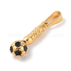 304ステンレスペンダント  エナメル  サッカーとシューズのチャーム  ゴールドカラー  28x8.5x8.5mm  穴：3.5x6.5mm&nbsp;STAS-S001-04G