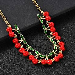 Латунные красные эмалевые цепочки с фруктами NJEW-K287-04A-G