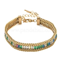 Braccialetti a doppio strato da donna in acciaio inossidabile 304 e catena a spiga di grano in vetro.&nbsp;BJEW-F540-08G-04