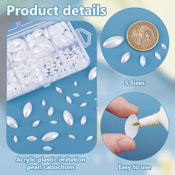 300 шт. 5 стиля акриловых пластиковых искусственных жемчужных кабошонов MACR-PH0001-91