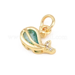 Breloques en laiton serties de micro-pavés de zircon cubique bleu ciel&nbsp;KK-E798-11G