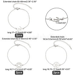 6шт 3 стиля браслеты из нержавеющей стали 201 в форме пентаграммы BJEW-UN0001-16P