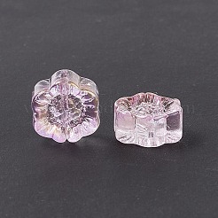 電気メッキガラスビーズ  金箔  ヒマワリ  ジュエリー作りのための  蘭  12.5x11.5x6mm  穴：1mm&nbsp;LS-GLAA-G090-01E