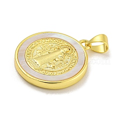 Стойка покрытие латунь паве природа ракушка религия подвески KK-C074-31G-01