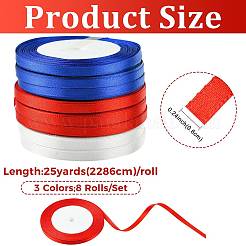 8 Rolle 3 Farben einseitiges Satinband&nbsp;OCOR-FS0001-08