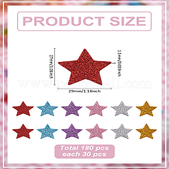180 Stück 6 Farben Eva Glitzerpulver-Aufkleber&nbsp;DIY-LP0001-16