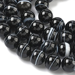 Натуральные черные полосатые агатовые / полосатые агатовые бусины&nbsp;G-C267-C01-10mm