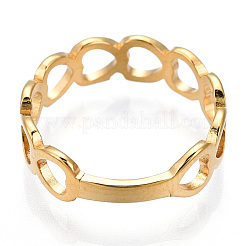 Placcatura ionica (ip) 304 acciaio inossidabile cuore cavo anello regolabile per le donne&nbsp;RJEW-T027-11G