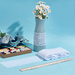 Полиэстер эластичная ткань с цветочным кружевом DIY-WH0632-94B