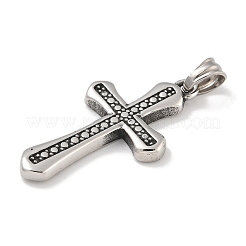 304ステンレスペンダント  クロスチャーム  アンティークシルバー  38.7x21x3mm  穴：5.5mm&nbsp;STAS-Z097-13AS-02