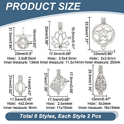 12 шт. 6 стиля подвески из латуни с покрытием на стойке KK-AR0003-35