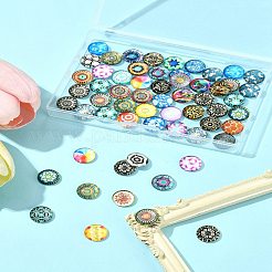 60 шт. полукруглые кабошоны из печатного стекла GGLA-FS0001-14