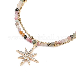 Комплекты браслетов и ожерелий из натуральных турмалиновых бусин SJEW-JS01358