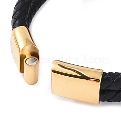 Многониточные браслеты из кожаного шнура с бусинами из натурального лавового камня BJEW-A009-05G