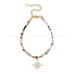 Подвеска-звезда из латуни с микропаве из прозрачных кубических цирконий&nbsp;BJEW-JB12433