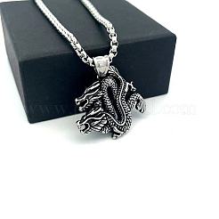 Винтажные кулоны в европейском стиле из нержавеющей стали 304 с изображением двойного дракона для мужчин.&nbsp;GQ0612