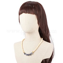 Collana da donna con perline rotonde in legno naturale&nbsp;NJEW-JN03874