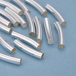 真鍮製チューブビーズ  長持ちメッキ  カーブビーズ  チューブ  925銀メッキ  30x7mm  穴：6mm&nbsp;KK-Y003-90F-S